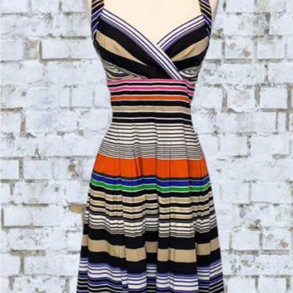 NWT. Calvin Klein. Striped Multicolor Women's Dress. Size 6.